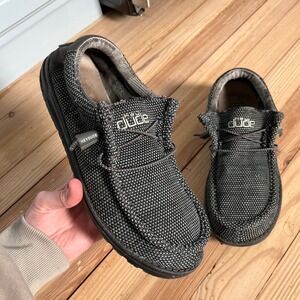 Hey Dude Wally Sox Asphalt Mens Size 10 Grey Black Knit Slip On Sneakers casual